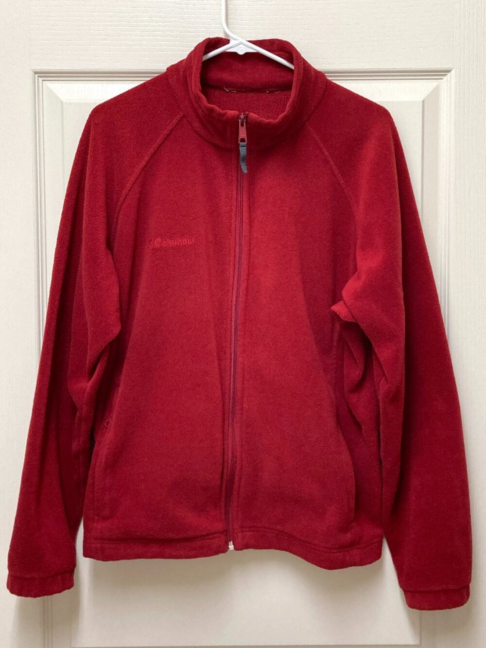 Columbia Women's Size XL Red Fleece Sweater Jacket Full Zip Zippered Pockets